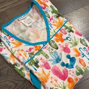 UA Scrubs Womens Cactus Print V-Neck Scrub Top Multicolor UA864 Size xS